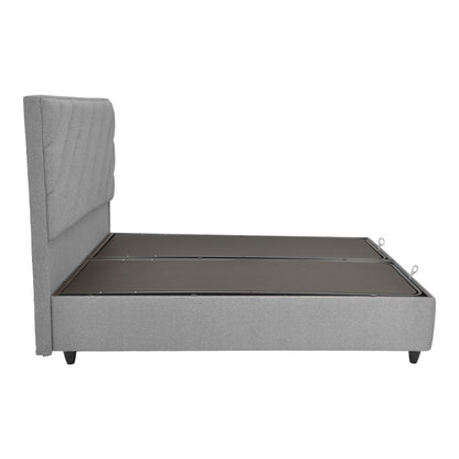 Tito pakoworld double bed with storage space boucle fabric in light gray shade 160x200cm