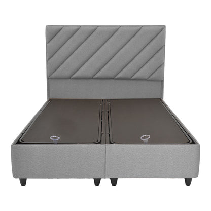 Tito pakoworld double bed with storage space boucle fabric in light gray shade 160x200cm