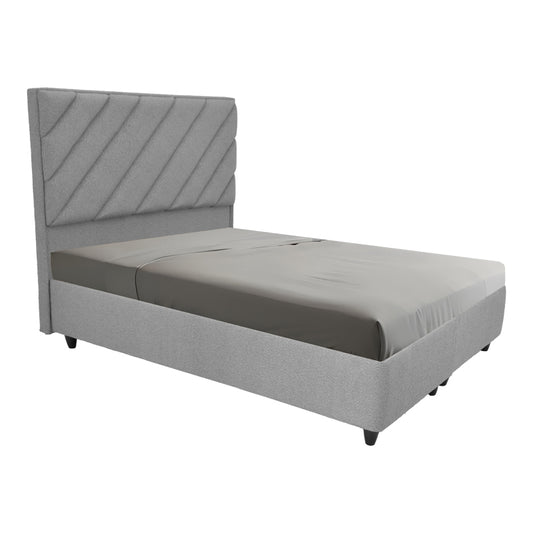 Tito pakoworld double bed with storage space boucle fabric in light gray shade 160x200cm