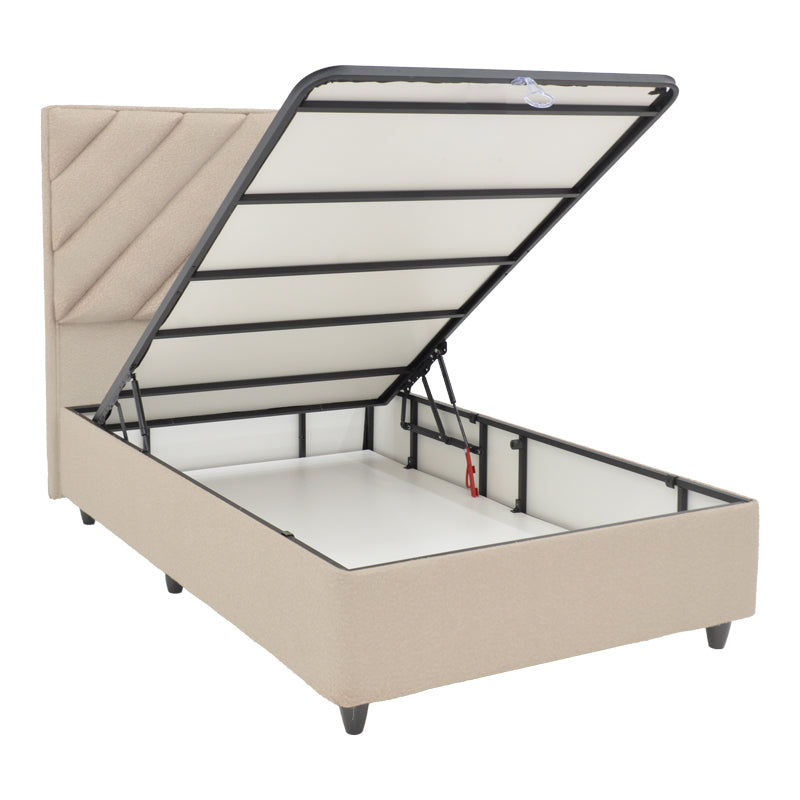 Tito pakoworld single bed with storage space fabric in cream shade 120x200cm