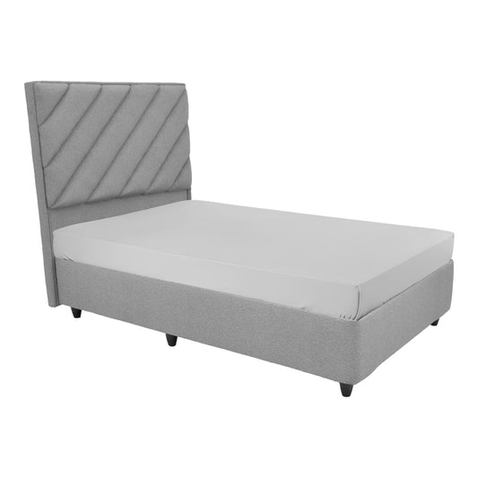 Tito pakoworld single bed with storage bouclé fabric in light gray shade 120x200cm