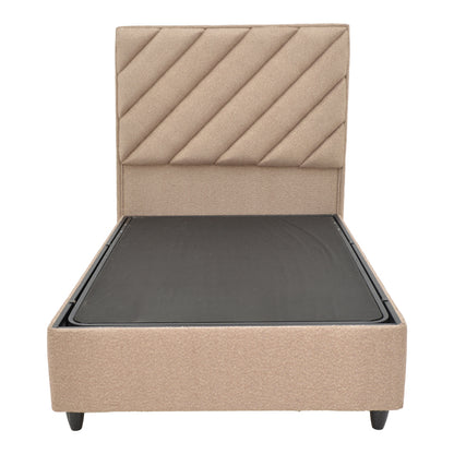 Tito pakoworld single bed with storage space bouclé fabric in light brown shade 120x200cm