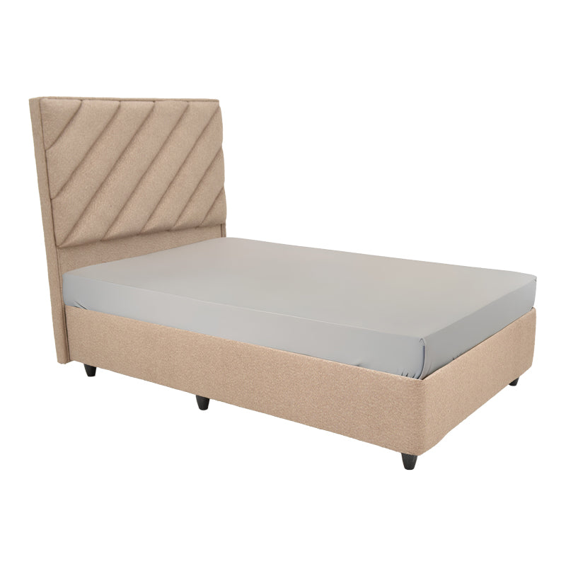 Tito pakoworld single bed with storage space bouclé fabric in light brown shade 120x200cm