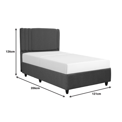 Bed with storage space Lineo pakoworld single boucle in anthracite shade 120x200cm