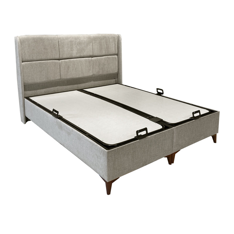 Double bed Serene pakoworld with storage space beige fabric 160x200cm