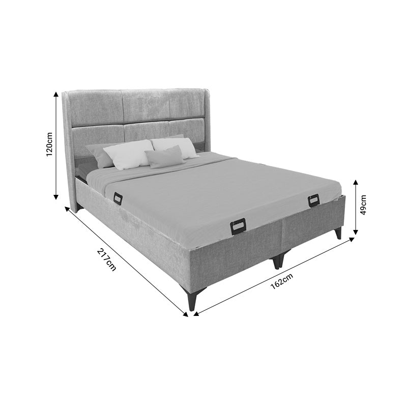 Double bed Serene pakoworld with storage space beige fabric 160x200cm