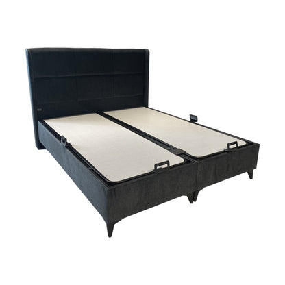 Double bed Serene pakoworld with storage space fabric dark grey 160x200cm