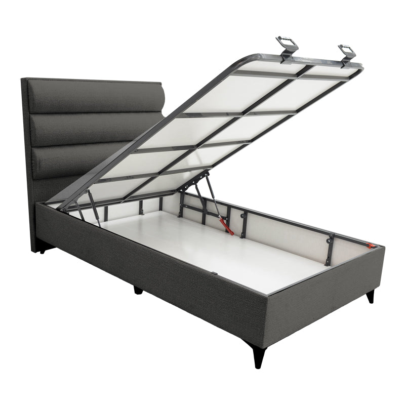 Luxe pakoworld single bed with storage space anthracite fabric 120x200cm