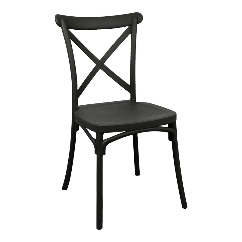 Stackable Crossie pakoworld pp chair in black shade 41x46x84cm