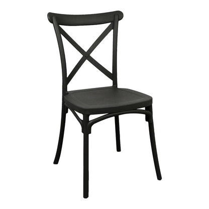 Stackable Crossie pakoworld pp chair in black shade 41x46x84cm