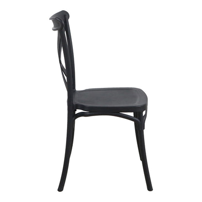 Stackable Crossie pakoworld pp chair in black shade 41x46x84cm