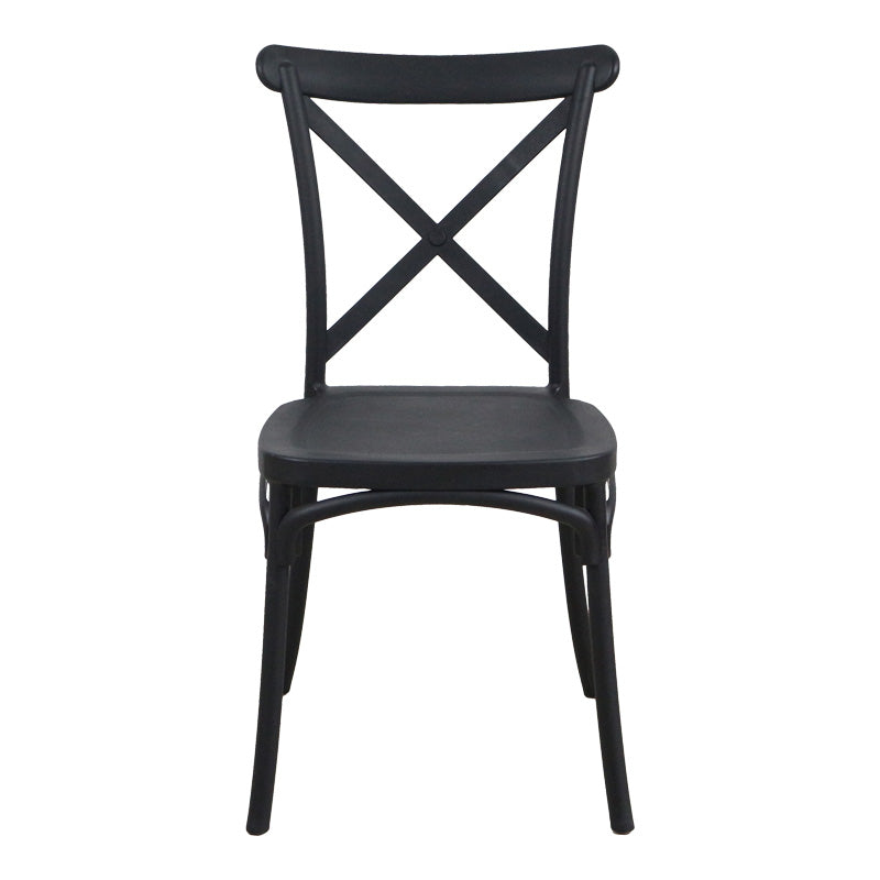 Stackable Crossie pakoworld pp chair in black shade 41x46x84cm