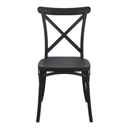 Stackable Crossie pakoworld pp chair in black shade 41x46x84cm