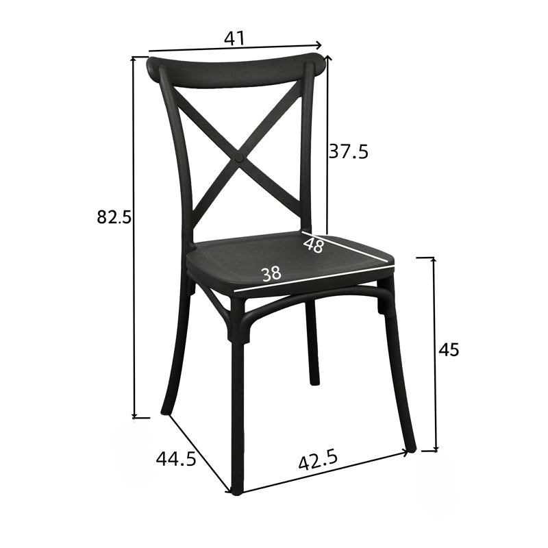 Stackable Crossie pp chair in blue shade 41x46x84cm