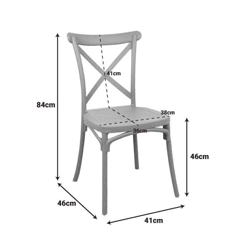 Stackable Crossie pp chair in blue shade 41x46x84cm