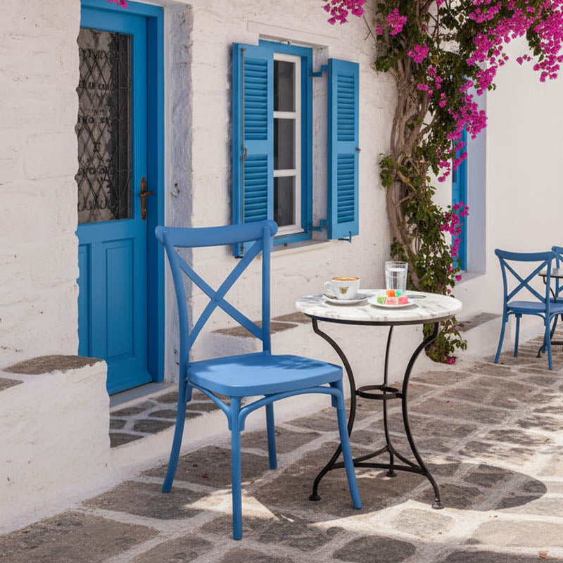 Stackable Crossie pp chair in blue shade 41x46x84cm