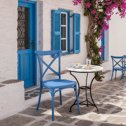 Stackable Crossie pp chair in blue shade 41x46x84cm