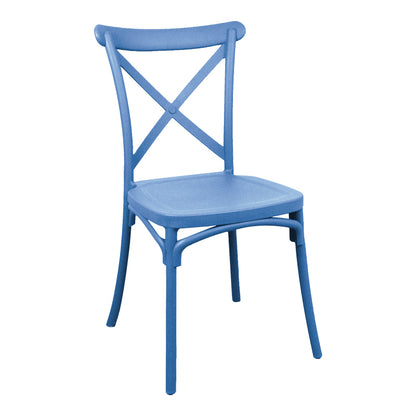 Stackable Crossie pp chair in blue shade 41x46x84cm