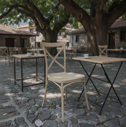 Stackable Crossie chair pp in cappuccino shade 41x46x84εκ