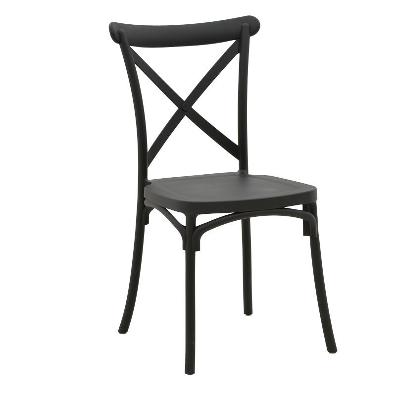 Stackable Crossie chair pp in dark grey shade 41x46x84cm