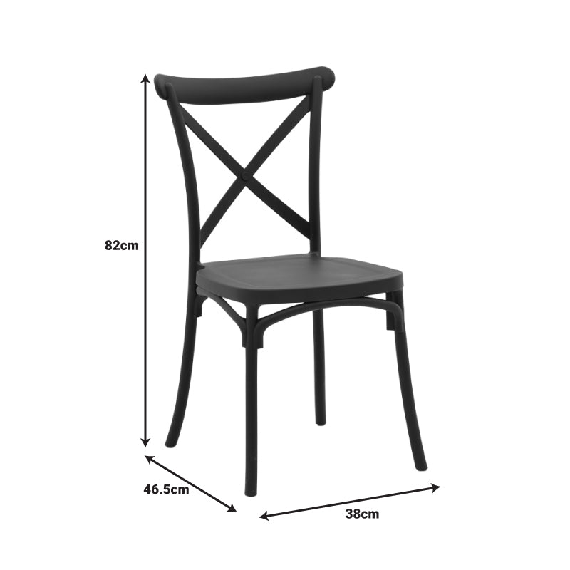 Stackable Crossie chair pp in dark grey shade 41x46x84cm
