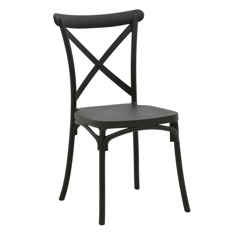Stackable Crossie chair pp in dark grey shade 41x46x84cm