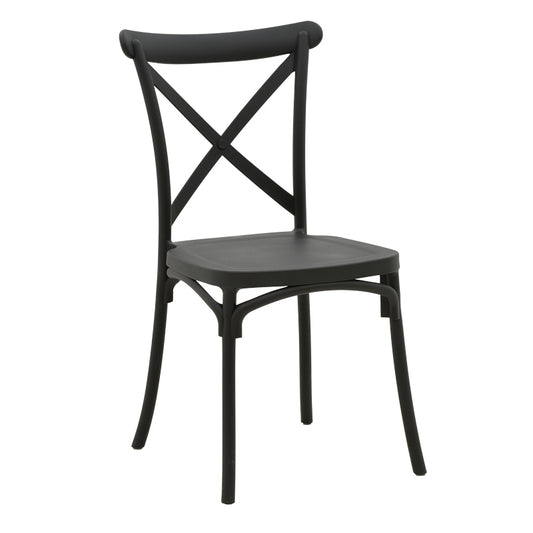 Stackable Crossie chair pp in dark grey shade 41x46x84cm