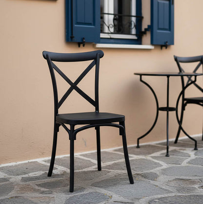 Stackable Crossie chair pp in dark grey shade 41x46x84cm