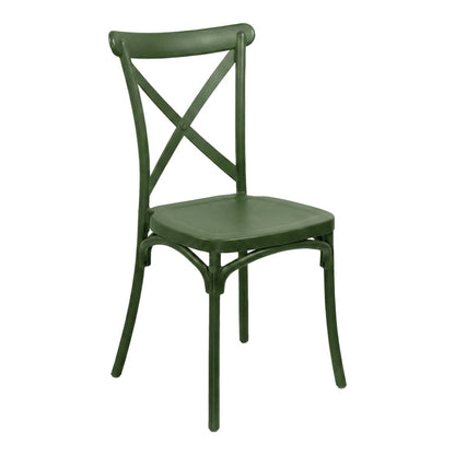 Stackable Crossie chair pp in dark green shade 41x46x84cm