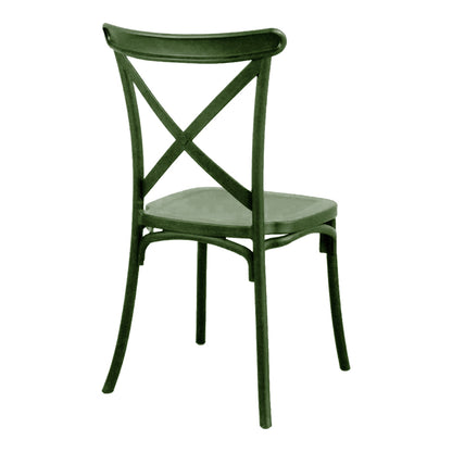 Stackable Crossie chair pp in dark green shade 41x46x84cm