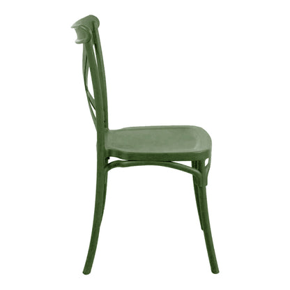Stackable Crossie chair pp in dark green shade 41x46x84cm
