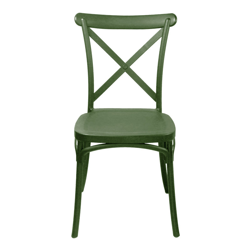 Stackable Crossie chair pp in dark green shade 41x46x84cm