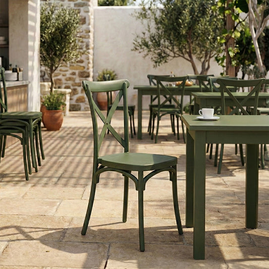 Stackable Crossie chair pp in dark green shade 41x46x84cm