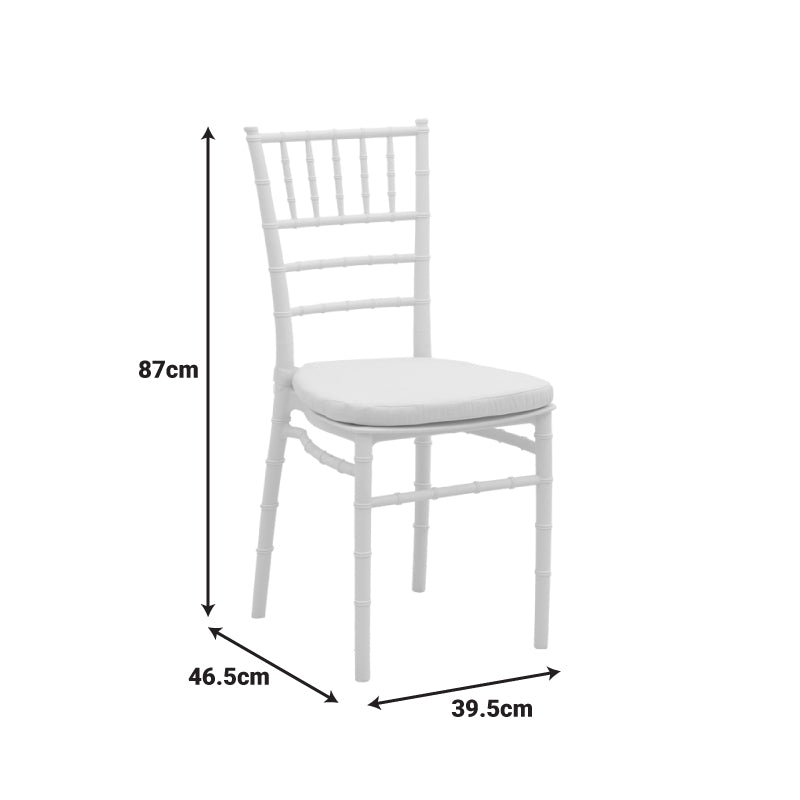 Tiffany I chair with cushion pp in white color 39.5x46.5x87cm