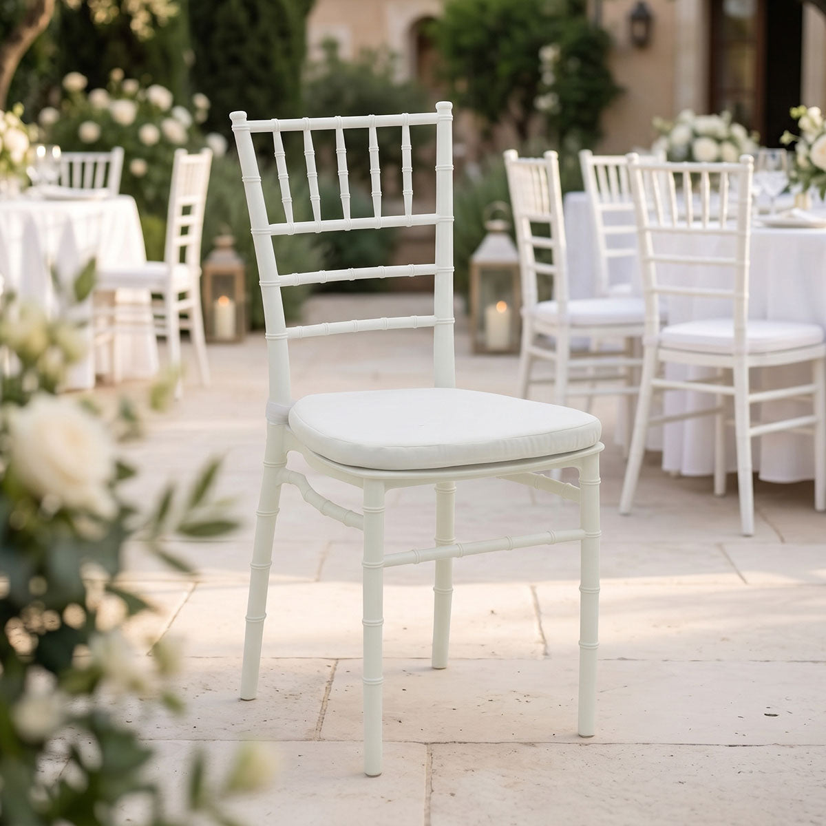 Tiffany I chair with cushion pp in white color 39.5x46.5x87cm