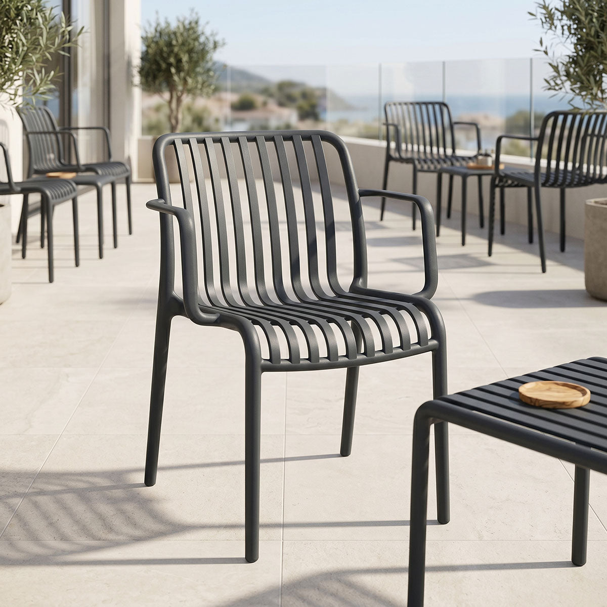 Armchair Zoi pp in anthracite 54x57.5x79cm