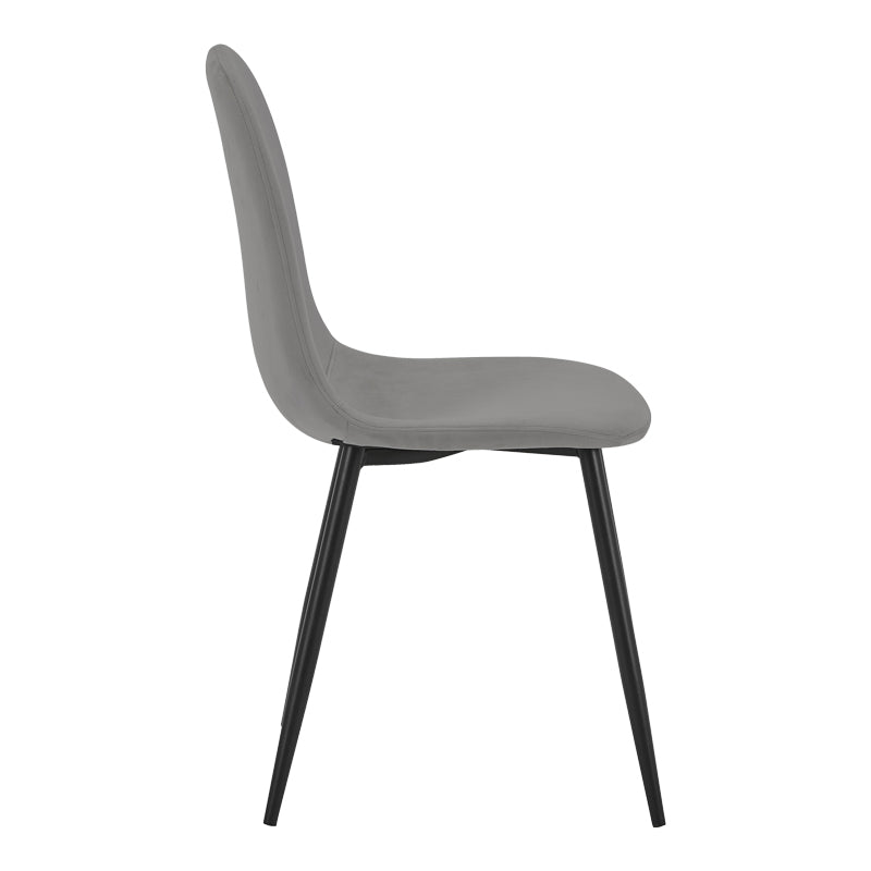 Chair Bella pakoworld light grey velvet  fabric-black metal leg 43x52x88cm