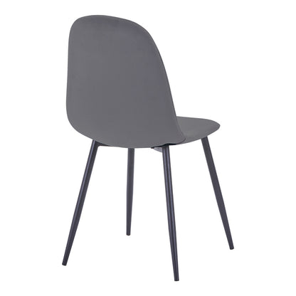 Chair Bella pakoworld dark grey velvet  fabric-black metal leg 43x52x88cm