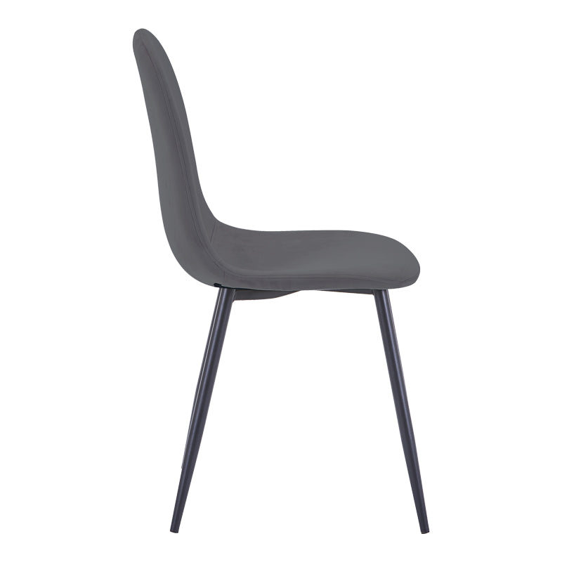 Chair Bella pakoworld dark grey velvet  fabric-black metal leg 43x52x88cm