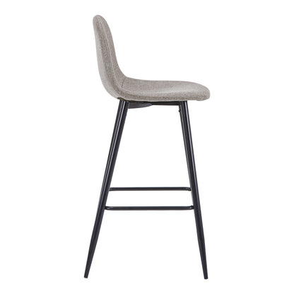 Bar stool medium height Bella pakoworld light grey fabric-black metal leg 41x47x93cm