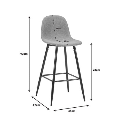 Bar stool medium height Bella pakoworld light grey fabric-black metal leg 41x47x93cm