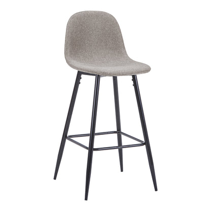 Bar stool medium height Bella pakoworld light grey fabric-black metal leg 41x47x93cm