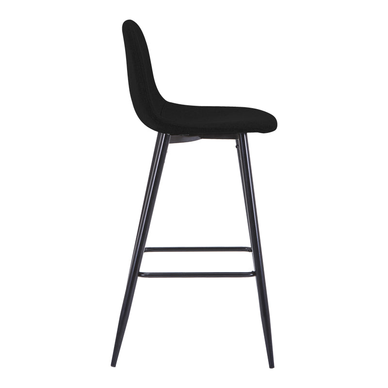 Bar stool medium height Bella pakoworld dark grey fabric-black metal leg 41x47x93cm