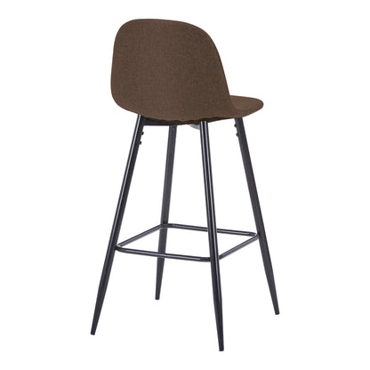 Bar stool medium height Bella pakoworld brown fabric-black metal leg 41x47x93cm