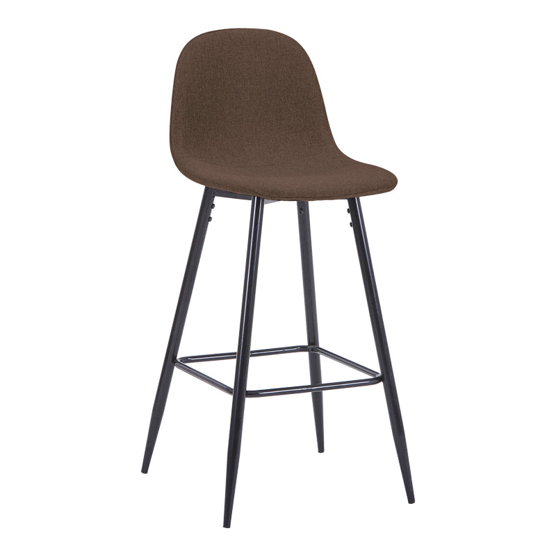 Bar stool medium height Bella pakoworld brown fabric-black metal leg 41x47x93cm