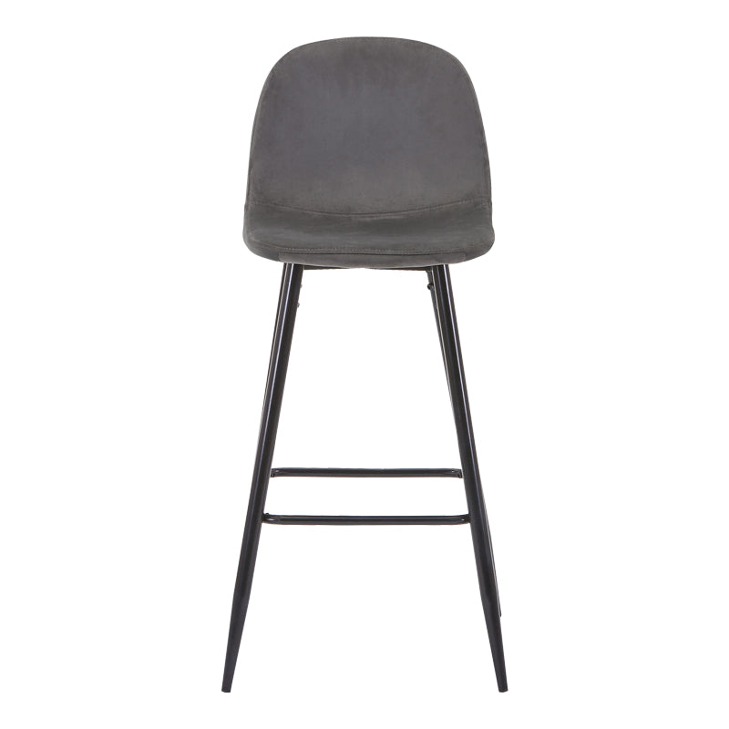 Bar stool medium height Bella pakoworld dark grey velvet fabric-black metal leg 41x47x93cm