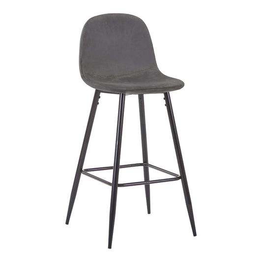 Bar stool medium height Bella pakoworld dark grey velvet fabric-black metal leg 41x47x93cm