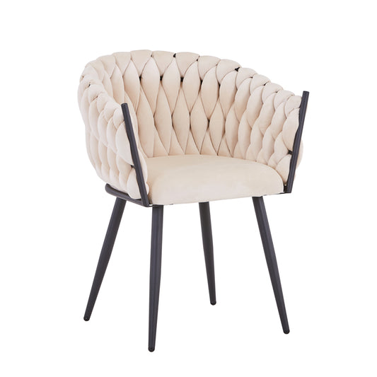 Vivian chair pakoworld beige velvet-leg black metal 61x55x80cm