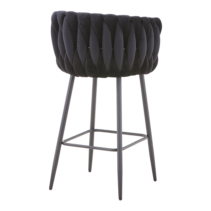 Vivian bar stool pakoworld black velvet-leg black metal 57x50x100cm