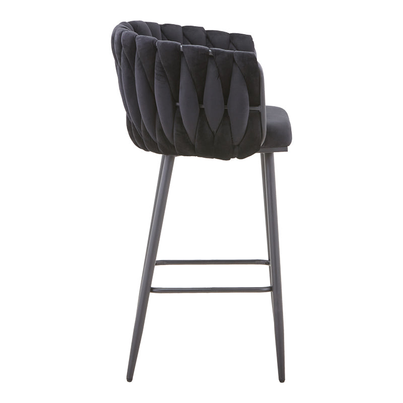 Vivian bar stool pakoworld black velvet-leg black metal 57x50x100cm